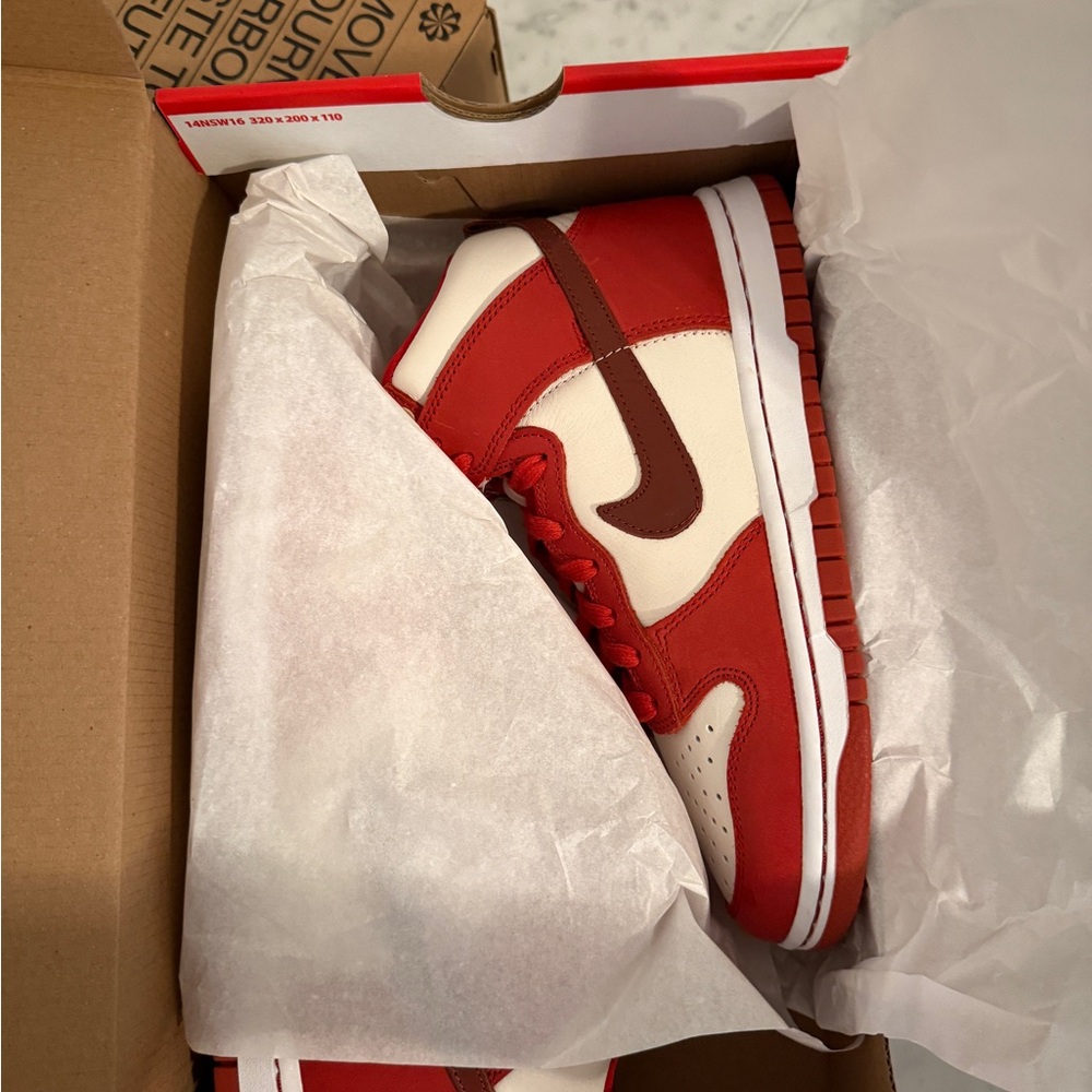 Nike Dunk High LXX Red and White Sneakers